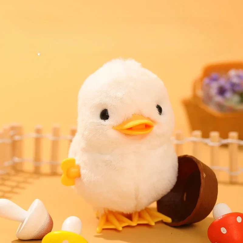 黄色のジャンプ鶏アヒル時計仕掛けのおもちゃウォーキングシミュレーションぬいぐるみゼンマイヴィンテージおもちゃ子供のための 2 に 4 歳のおもちゃギフト