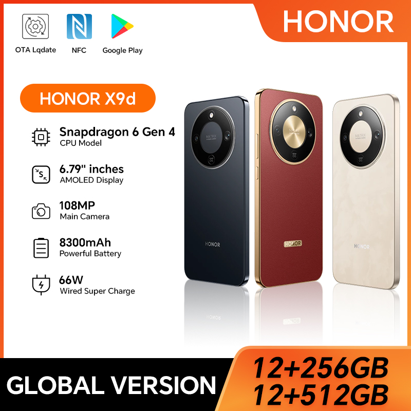 【Brand+】HONOR X9d Global Version Smartphone 6.79'' 120Hz Screen Snapdragon 6 Gen 4 108MP AI Camera 8300 mAh 66W Super Charging