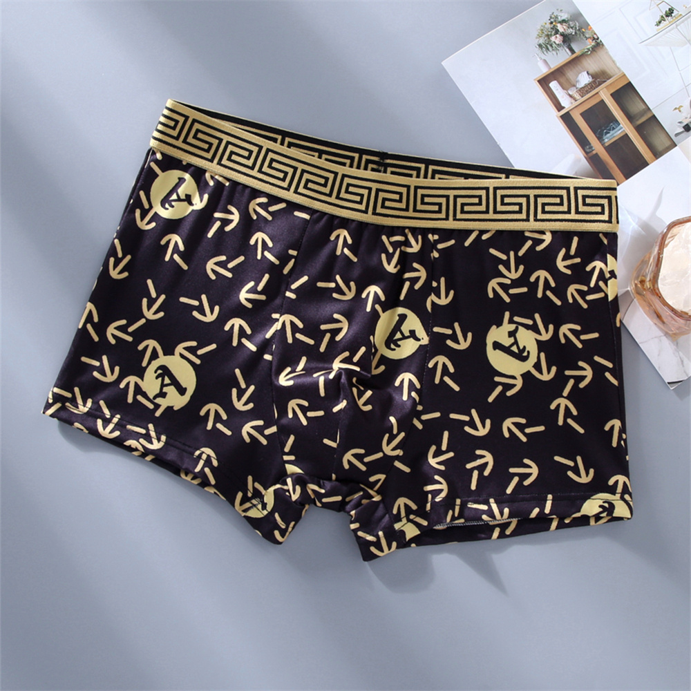 5 pçs/lote preto ouro boxers masculinos confortáveis algodão moda roupa interior