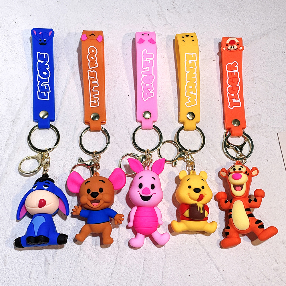 Pooh Bear Keychain Cartoon Winnie the Pooh Cute Doll Keyring Fashion Couple Bag Ornament Key Chain Car Pendant Gift