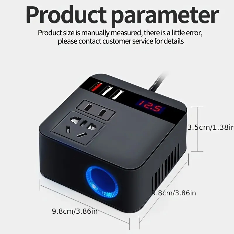 범용 차량 장착 인버터, 다기능 전력 변환기, 블랙, 12V, 24V-110V, 220V, 1 PC