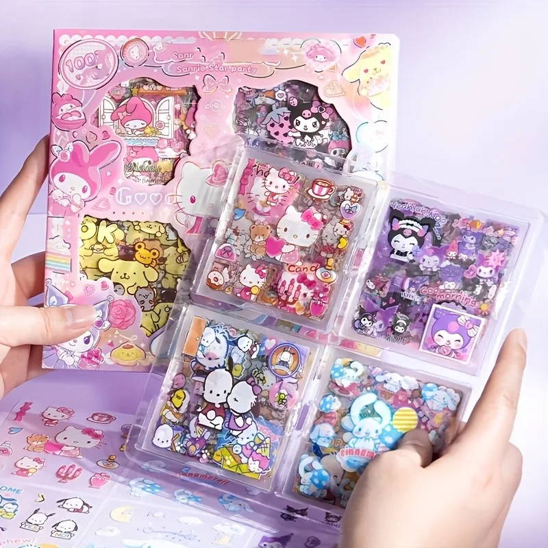 Hello Kittys Kuromis Friends 100-teiliges Aufkleber-Set – wasserfeste, nicht wiederholende Cartoon-Aufkleber für Tagebücher und Wasserflaschen
