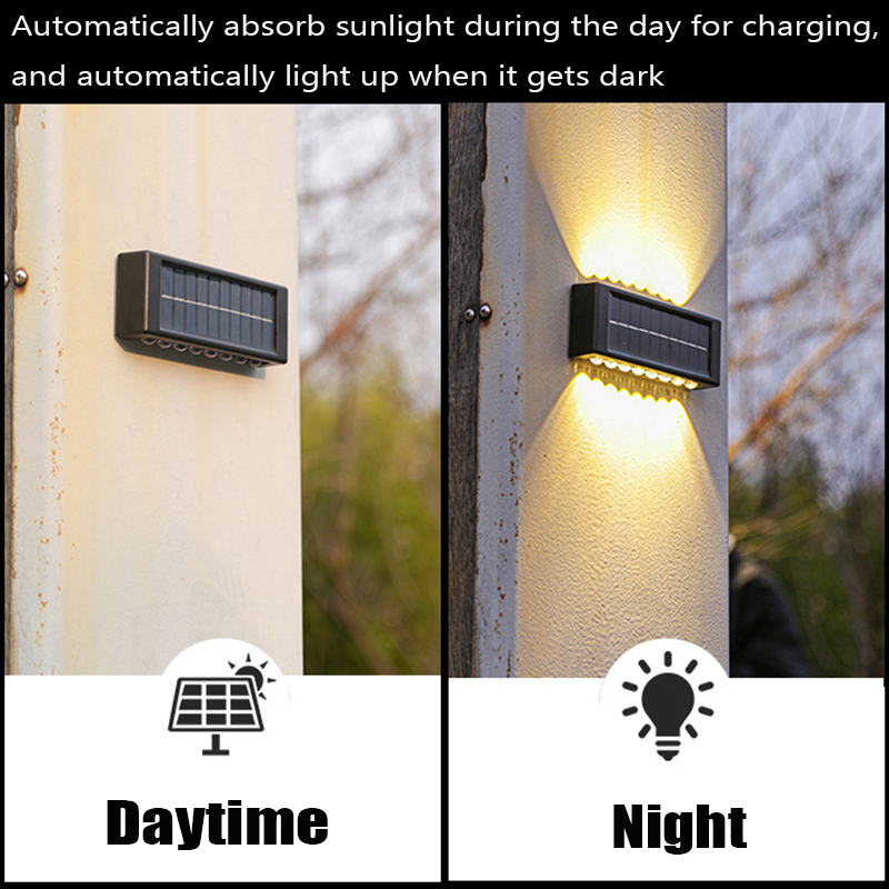 20LED Solar Wall Lamp Outdoor Waterproof Solar Powered Lights Outdoor UP and Down Illuminate Garden Yard Decoration Sunlight