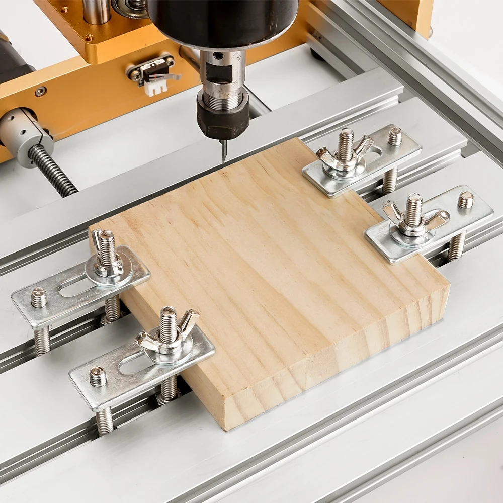 4 ชิ้น T-Track ค้างไว้ Clamp Kit กดแผ่นสําหรับตารางเลื่อยแกะสลักใช้งานร่วมกับ 3018 Series เครื่อง CNC Router