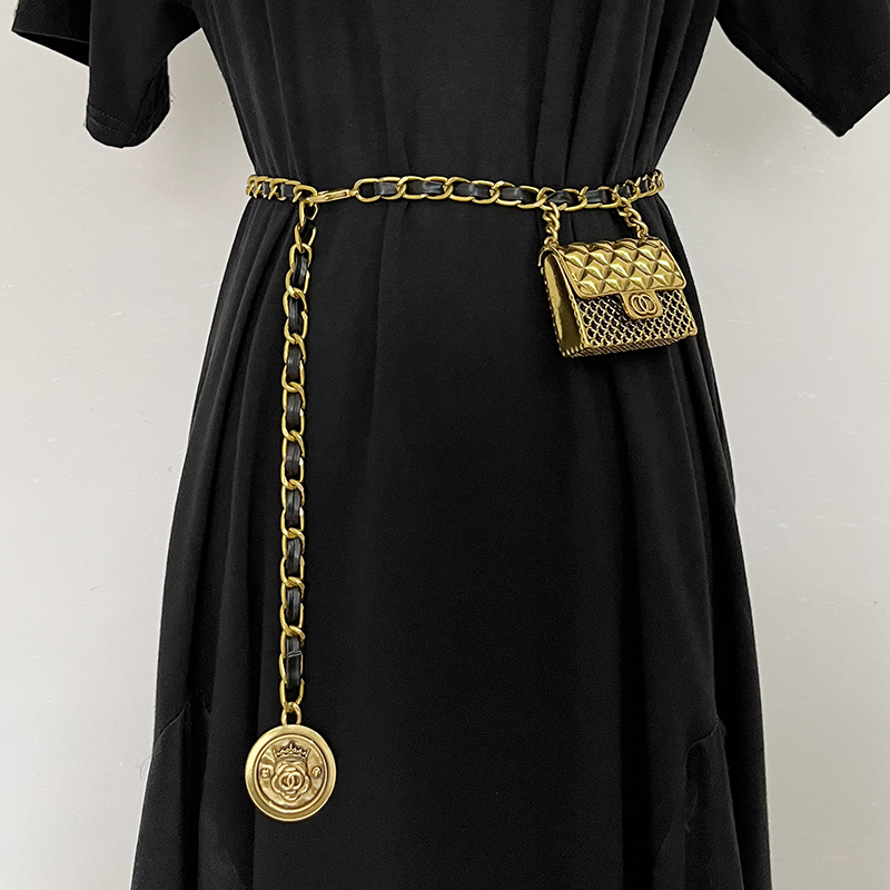 Cinturones de cadena a la moda para mujer, cinturón de lujo, accesorio de aleación de Metal dorado, vestido, camisa, cinturón, pantalones vaqueros femeninos, pretina para vestido