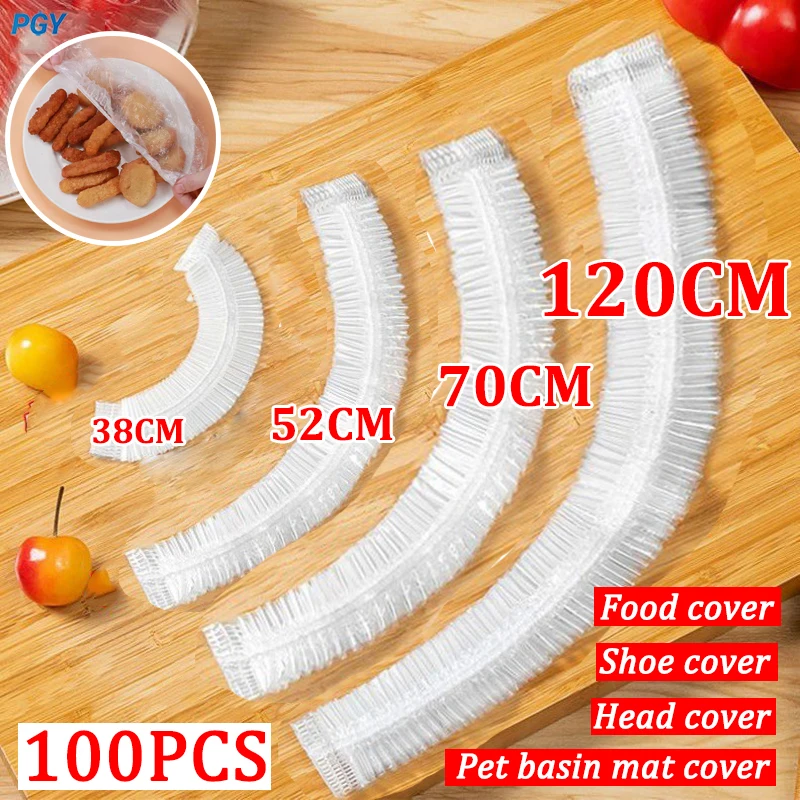 120/70/52/38CM Disposable Food Cover Saver Dust Food Grade Lids Elastic Plastic Wrap Shoe Cover Shower Headgear Bowls Caps Fresh