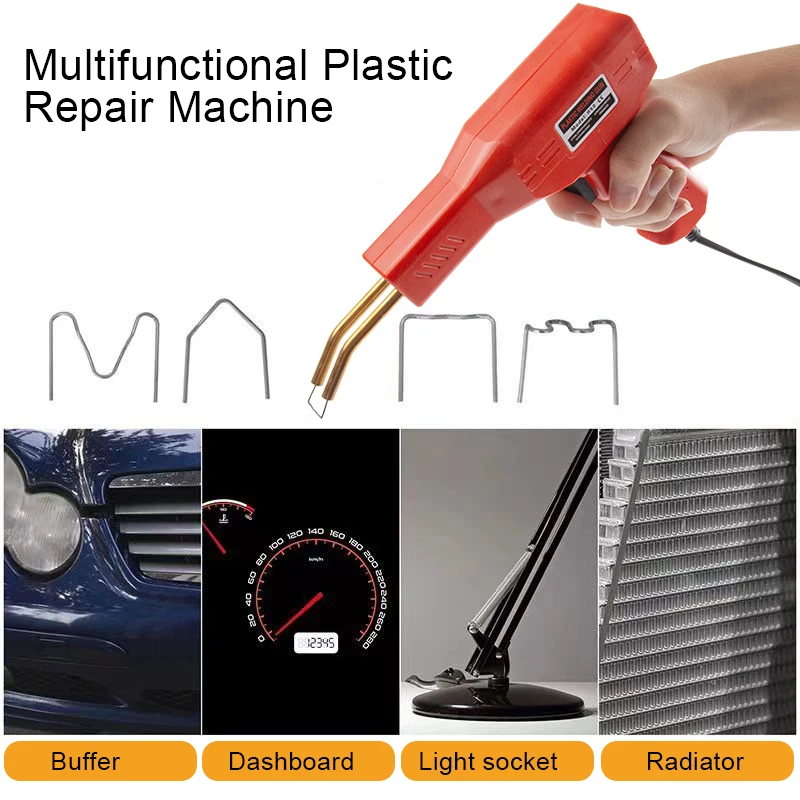 Soldador de plástico, máquina de soldadura, pistola de soldar para parachoques de coche, 4 tipos de grapas para reparación de parachoques/Kayak/productos de plástico