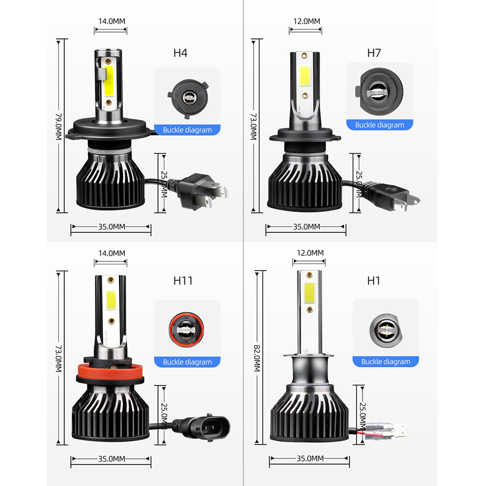 1PC H1 H4 H7 H11 Motorcycle LED Headlight 35W 6000K White Lamp Fog Lights COB Led Bulbs Front Light Headlamp for Moto Spotlights