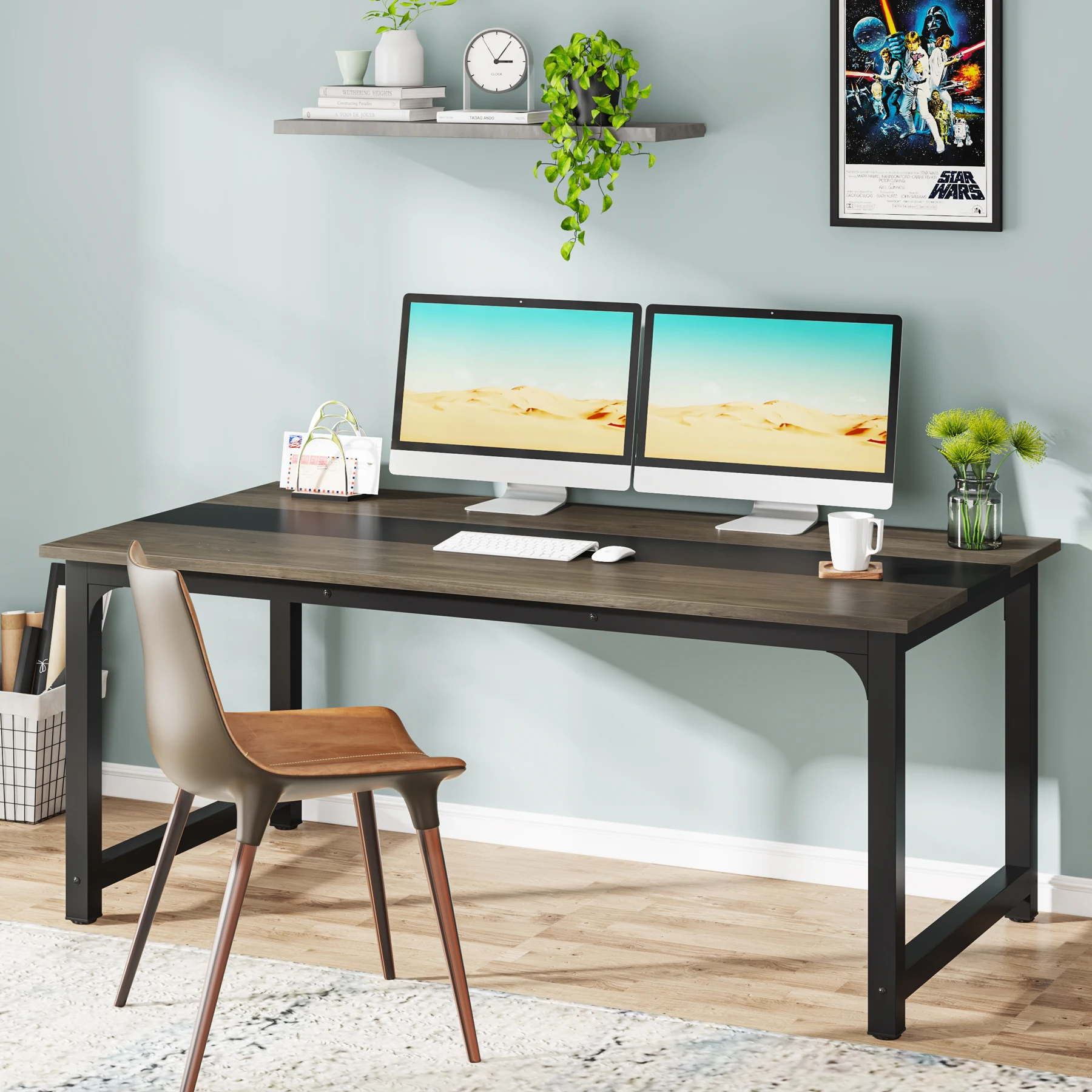 Tribesigns 63” Executive Desk, Large Office Computer Desk with Thicken Frame, Modern Simple Workstation Business Furniture