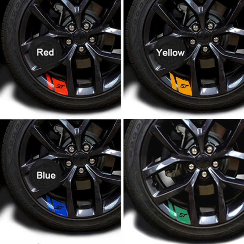 6Pcs STLINE Auto Rad Aufkleber Für Ford Fiesta Mondeo Fusion Escape Edge Ecosport Focus Ranger Ghia MK2 MK3 MK4 KUGA