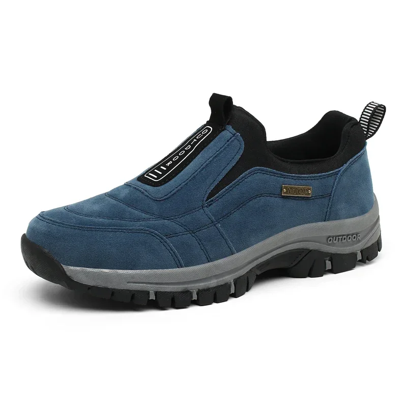 Zapatos de senderismo al aire libre, zapatillas de deporte para hombre, zapatos informales sin cordones para hombre, zapatos de cuero de ante transpirable, zapatos antideslizantes para caminar, calzado
