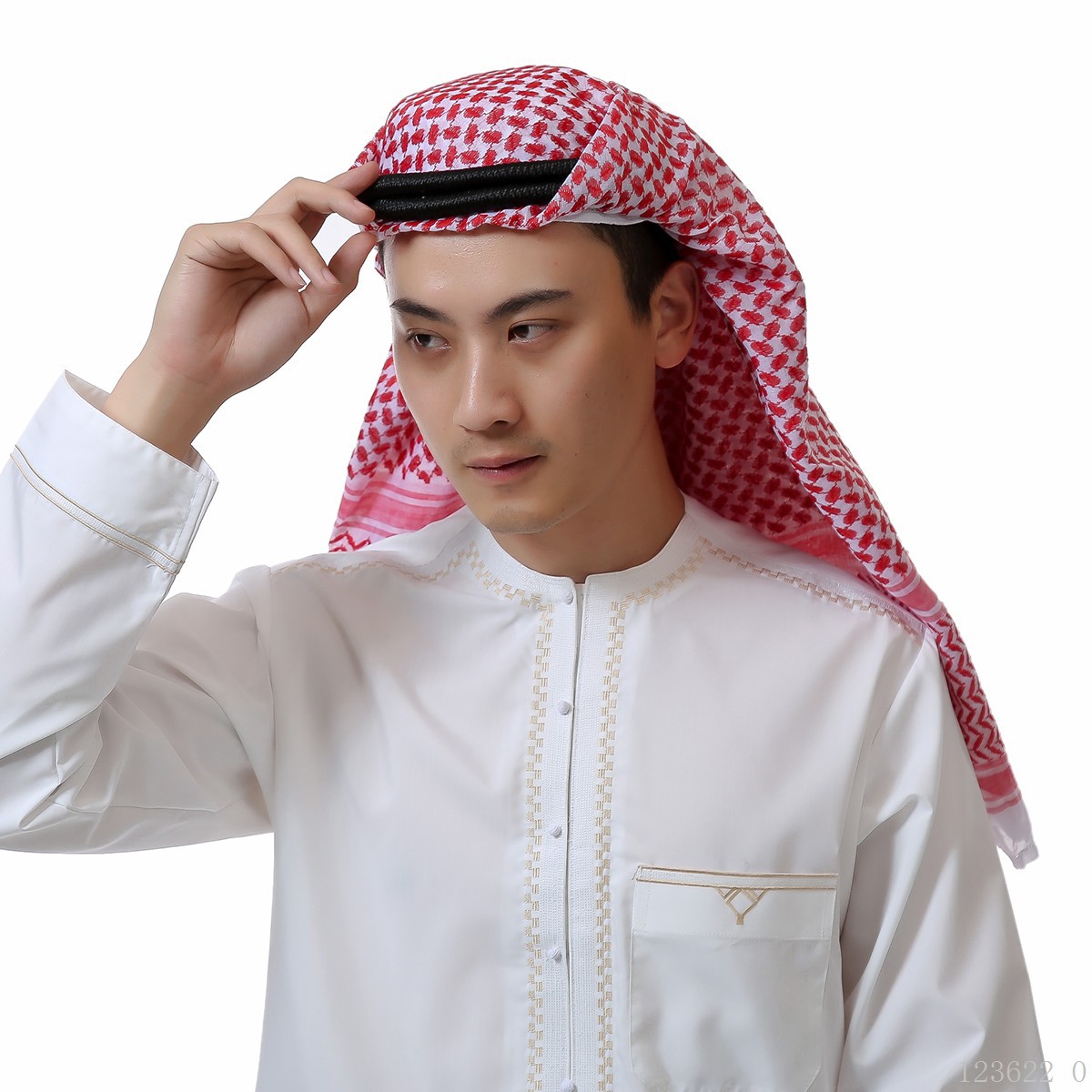 Lenço masculino Arábia Saudita Lenço masculino Dubai Xale longo masculino após faixa de cabeça