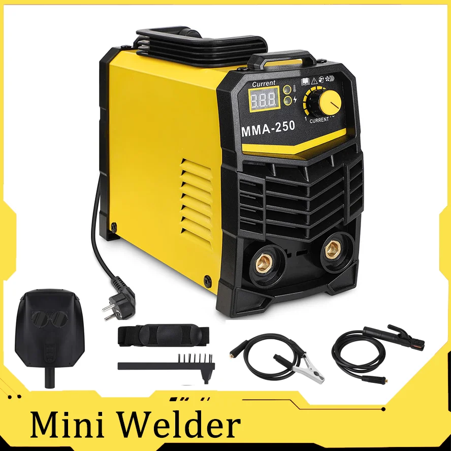 250A Schweißer Inverter Schweißgerät 220V IGBT Elektrisches LCD-Schweißgerät mit Elektrodenhalter Maske Schweißrohr Mini-Schweißgerät DIY-Kits