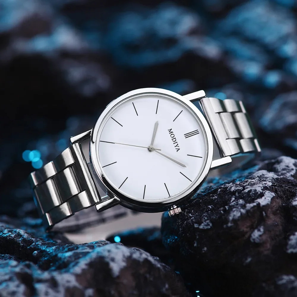 Reloj informal con correa de malla de acero inoxidable para Hombre, Reloj de cuarzo con esfera Simple, esferas redondas, Reloj de pulsera de negocios, Erkek Kol Saati Reloj para Hombre