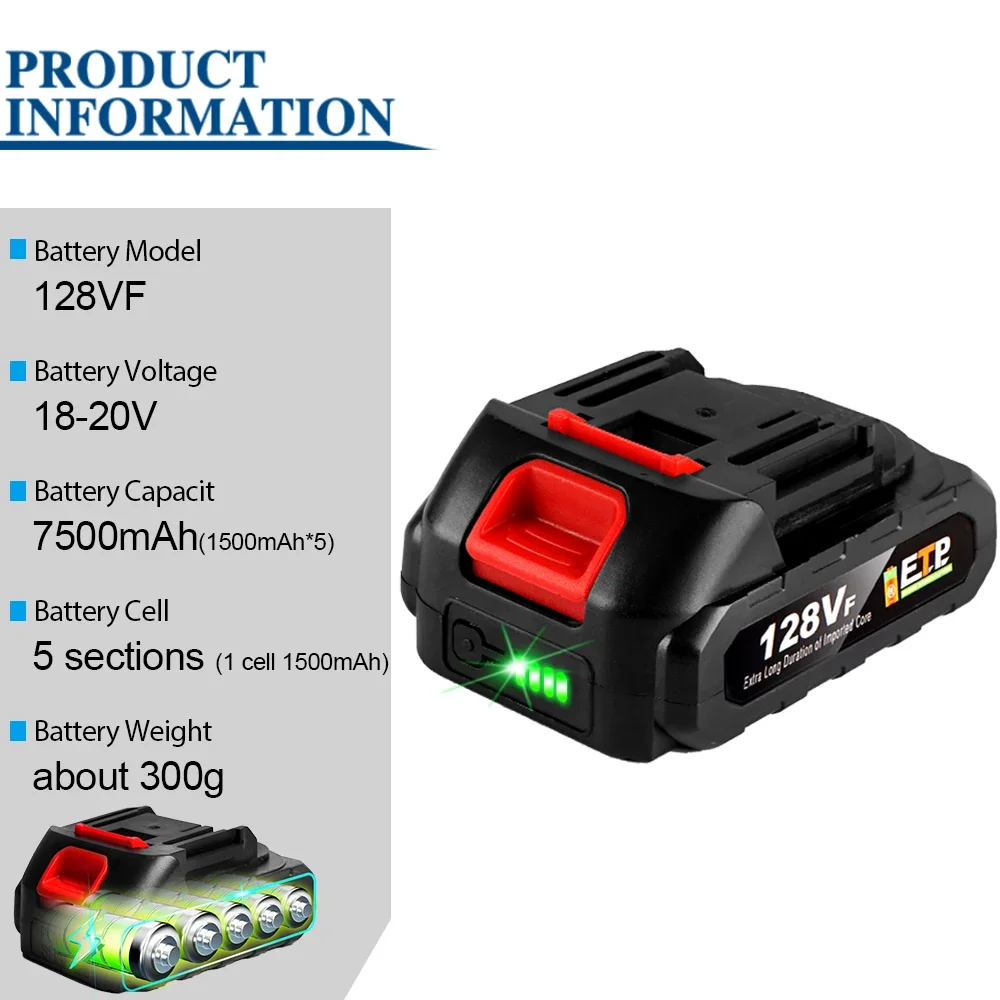 Yofidra 18-20V Rechargeable Lithium Battery EU Plug for Brushless Chainsaw Electric Drill Electric Wrench for Makita 18V B serie