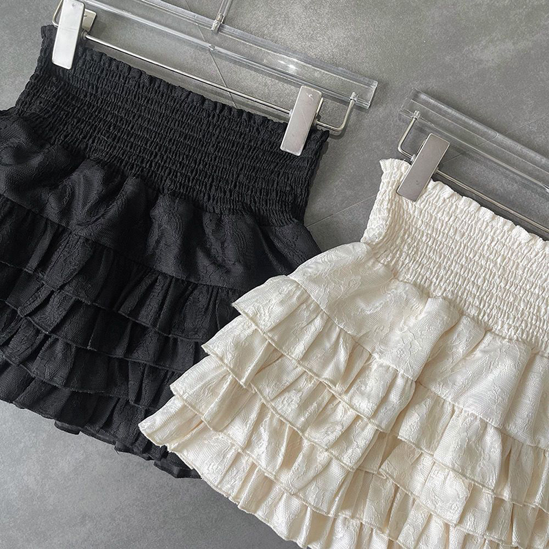 Streetwear Y2k Ruches Mini Rokken Vrouwen Zoete Kawaii Hoge Taille Kant Een Lijn Rok Zomer Koreaanse Mode Zwarte Baljurk Rokken