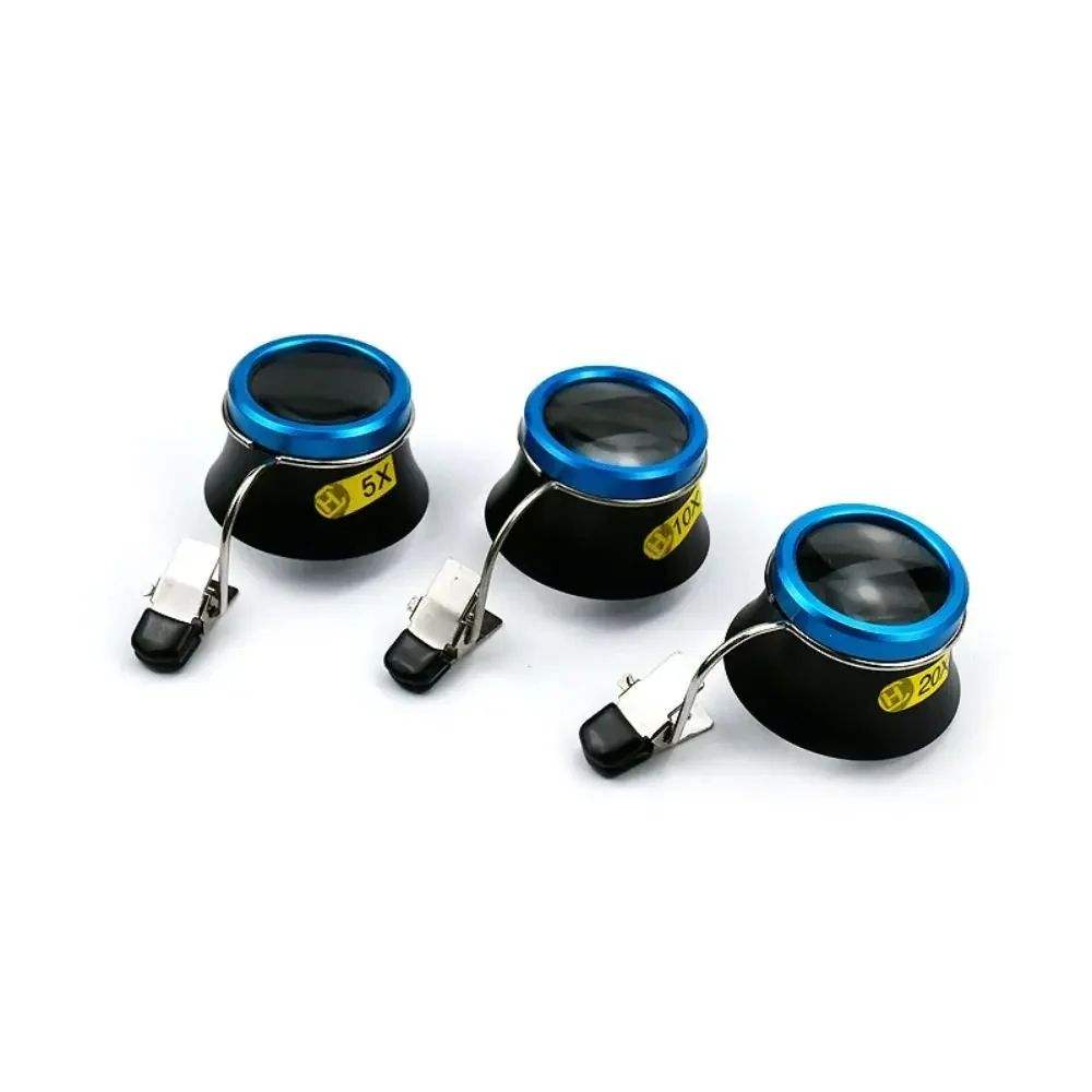 5X 10X 20X Lente d'ingrandimento per occhiali Clip-On Lente d'ingrandimento Lente d'ingrandimento Oculare portatile Operazione di processo Strumento di riparazione per orologiai