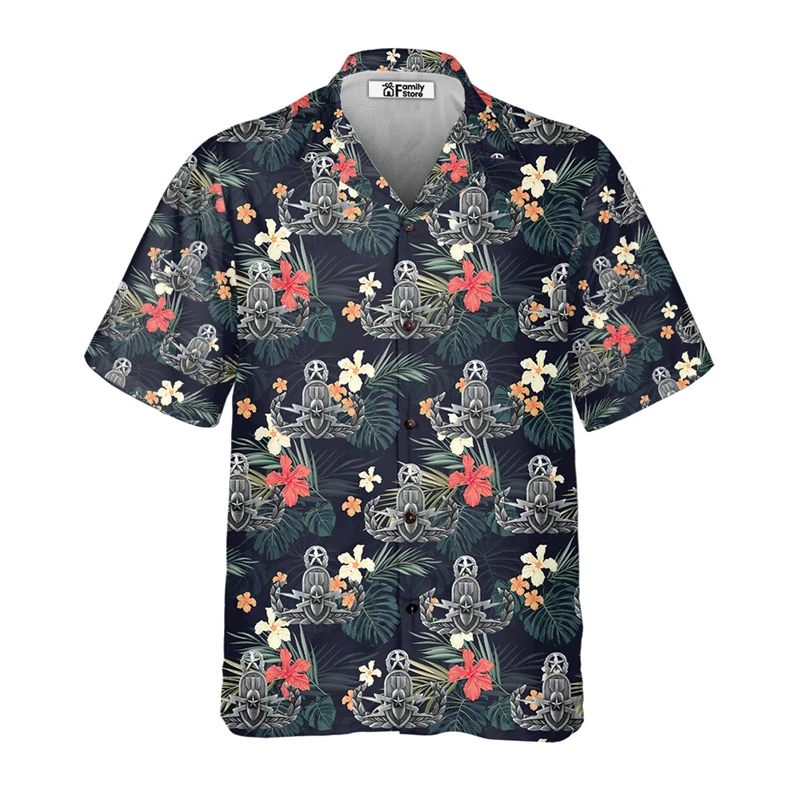 เสื้อฮาวายพิมพ์ลาย3D สำหรับผู้ชาย, เสื้อฮาวายทรงหลวมแขนลำลองขาสั้น Baju atasan Pantai เสื้อเบลาส์แนวสตรีทเสื้อผ้าผู้ชาย