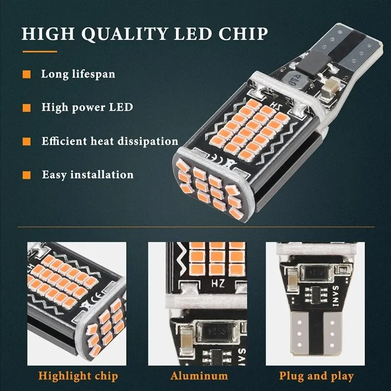 2ชิ้น W16W T15 912 T16 902หลอดไฟ LED สว่างมากอะไหล่สำหรับถอยหลังไฟสีขาว Canbus