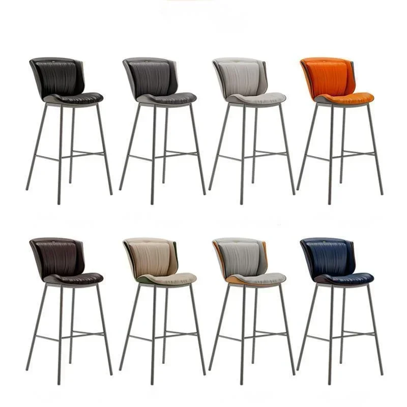 Silla de Bar ligera de lujo, taburete de respaldo alto de estilo minimalista, silla de comedor de hierro nórdico, asiento de isla para cafetería en casa, taburete de cocina moderno