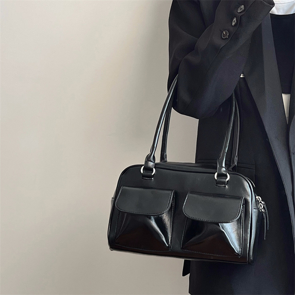 Retro Damen Satchel Hobo Bag PU Leder Einkaufstasche Fashion Solid Designer Achseltasche Casual Doppeltasche Hand Unterarmtasche