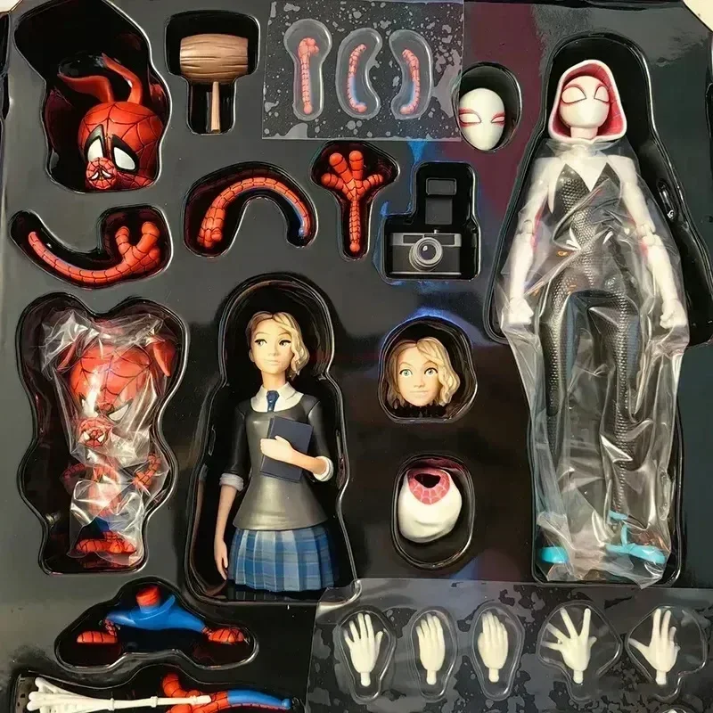 2024 Spiderman Gwen Peter Action FigureอะนิเมะSpider-verseคอลเลกชันSentinel Miles Moralesตัวเลขของเล่นคริสต์มาสของขวัญ