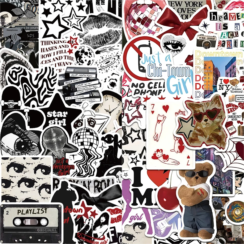 50/100pcs Downtown Ragazze Adesivi Estetici Y2K Cartoon Graffiti Decalcomanie FAI DA TE Telefono Laptop Notebook Adesivo Impermeabile Giocattoli Per Bambini