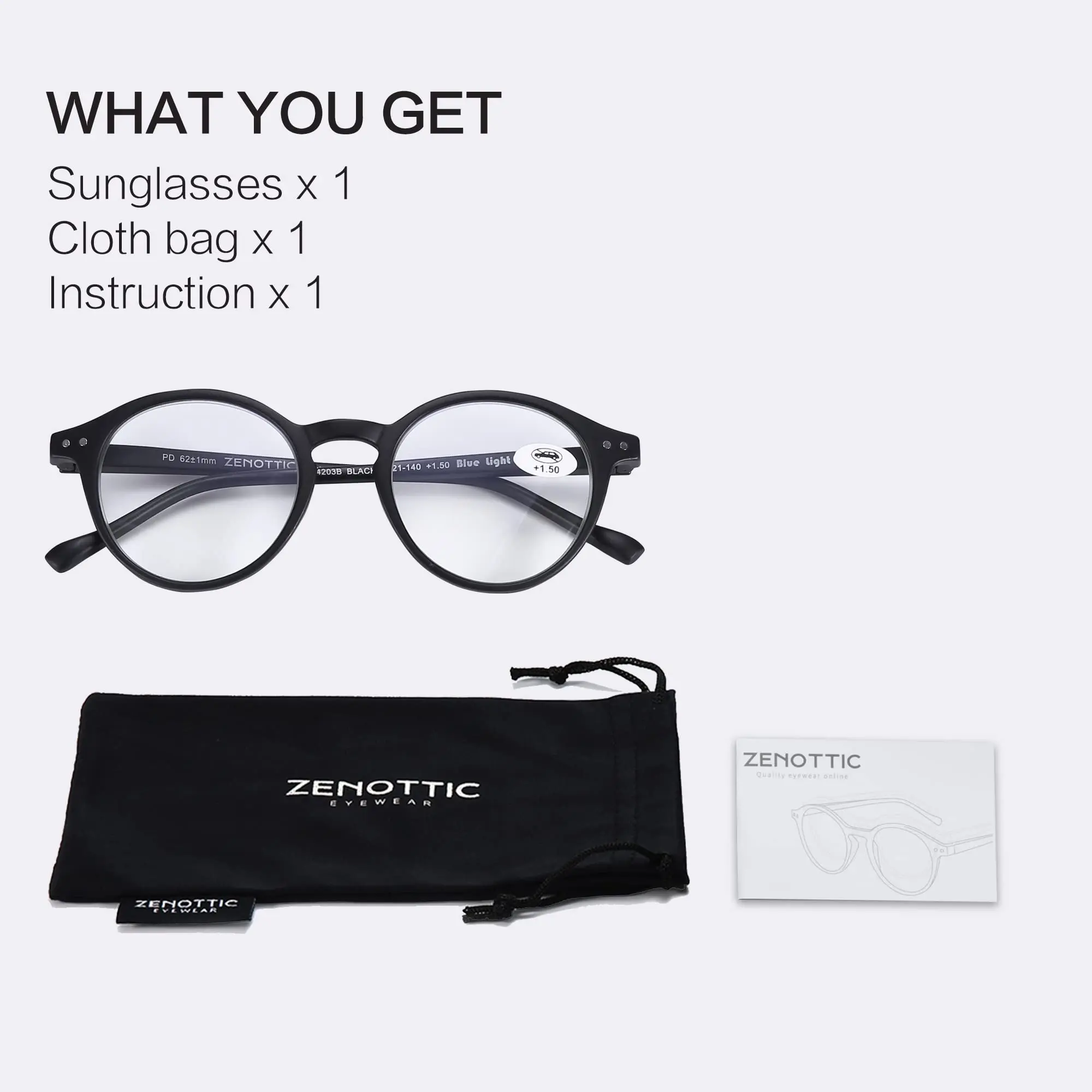 ZENOTTIC Khung Tròn Hyperopia Kính Đọc Sách Cho Nam Nữ Máy Tính Kính Mắt Chống Ánh Sáng Xanh Presbyopic Đầu Đọc Kính Mắt