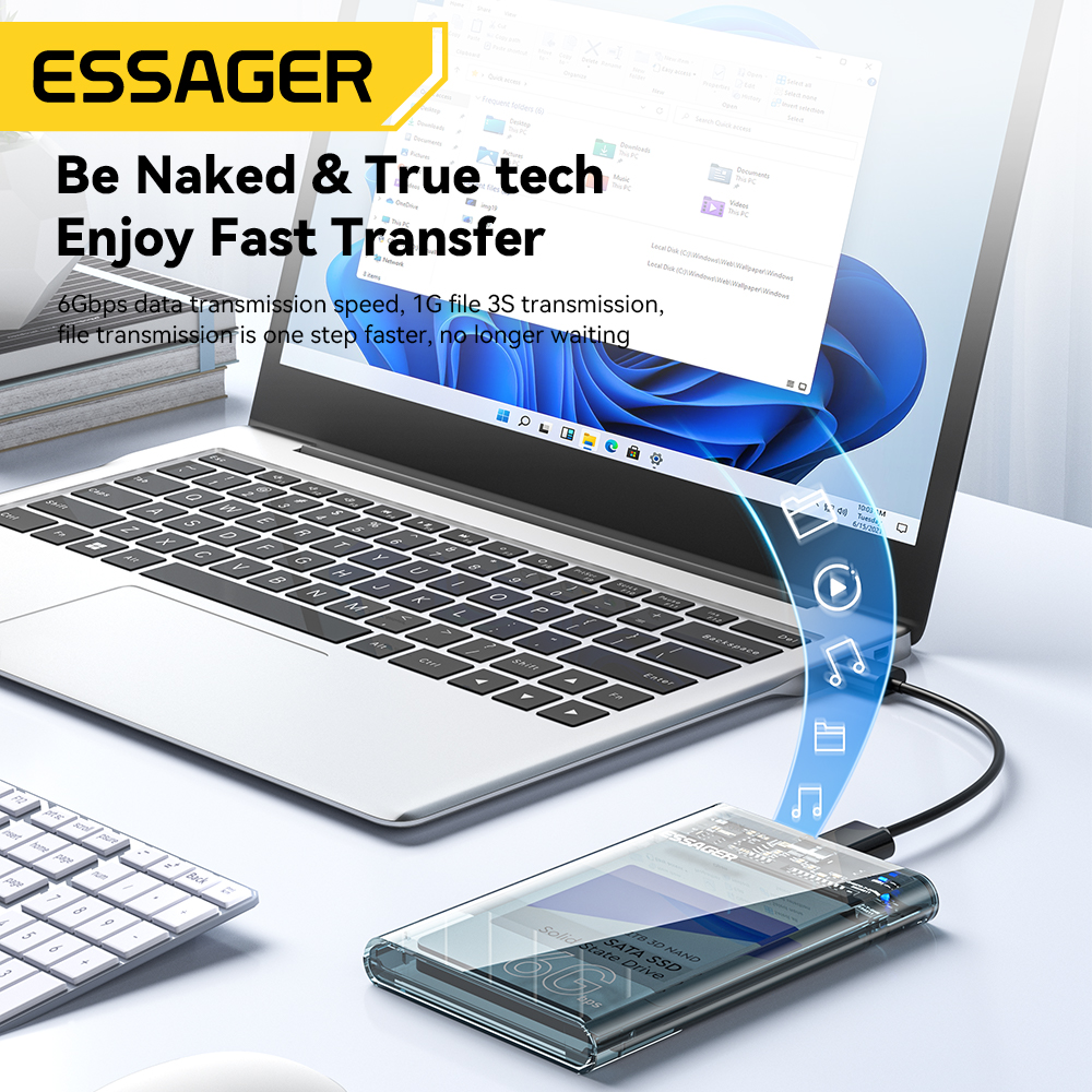 Essager 2.5 polegada caixa sata usb 3.0 hdd gabinete casos de disco rígido móvel para ssd 2.5 polegada sata gabinete de armazenamento caso de disco rígido