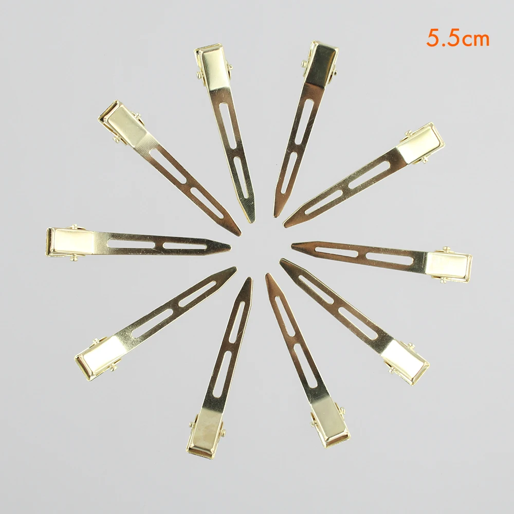10 Uds. Clips de pico de pato negros, Clip de pelo de cocodrilo de una sola punta dorada, Clips de sección de pico de pato, pinzas de cocodrilo de Metal para estilizar el cabello