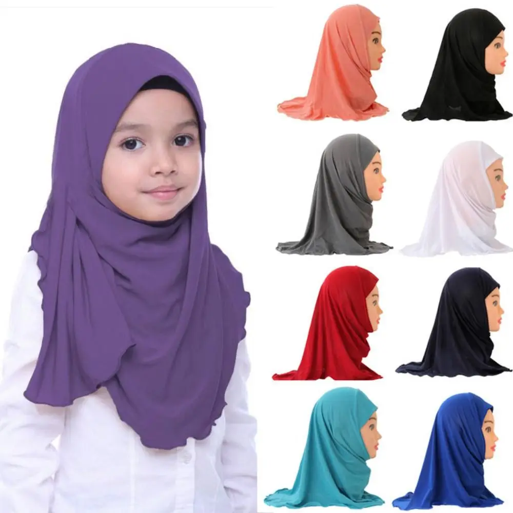 50 cm Kinder-Hijabs, muslimische Mädchen, Kinder-Hijab, islamischer Schal, weiches und dehnbares Material für Mädchen im Alter von 2 bis 7 Jahren, Turban