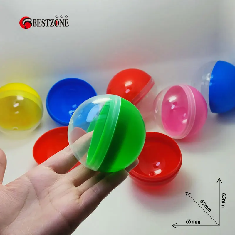 5Pcs D65MM 2.56Inch Plastic Toy Capsules Round Surprise Balls Draw Can Open Container Kids For Capsule Station Dispenser Machine