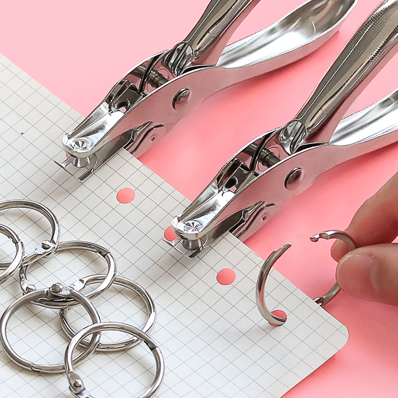 Office supplies metal hole punch manual hole punch student stationery paper card small round hole flipbook document binding
