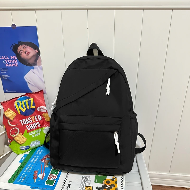 Simple Solid Color Casual Backpack, Lightweight Versatile High School Student Bag, Versatile Solid Color Daypacks ForHangingOut