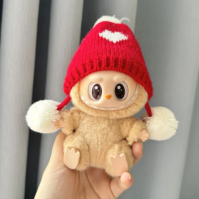 Mini Plüsch Puppe Kleidung Outfit Zubehör Für Korea Kpop Labubu V2 Idol Sitzen party weihnachten cookie mann liebe hut Kleidung