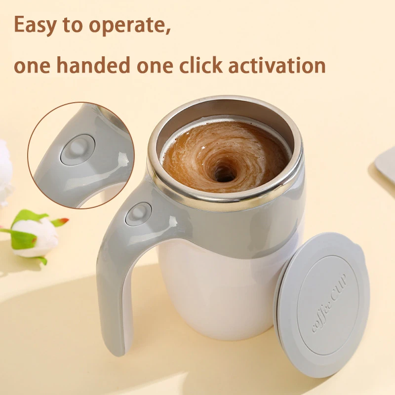 Taza de café con agitación automática, vaso de café de mezcla automática de acero inoxidable eléctrico magnético, giratorio para viajes en casa y oficina