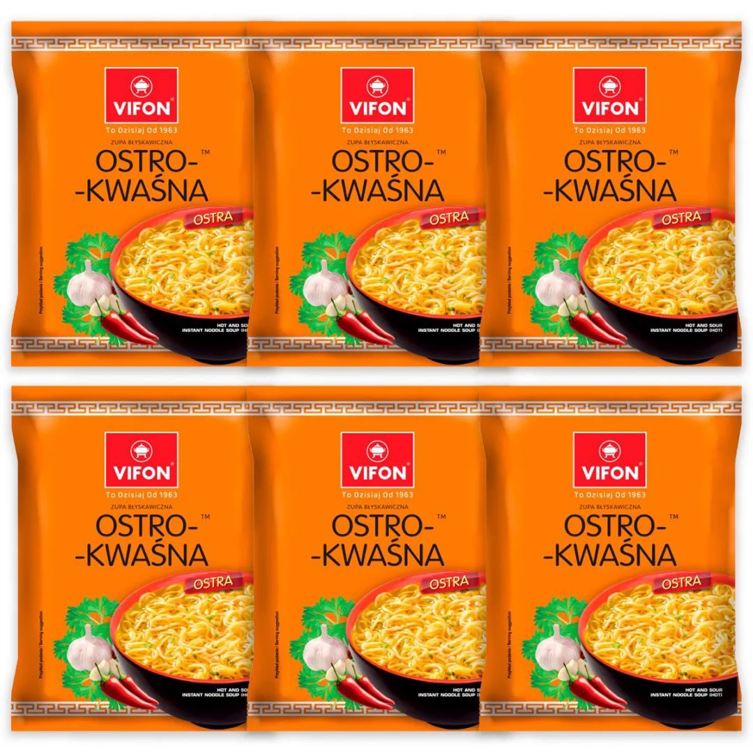 Vifon Zupa błyskawiczna ostro-kwaśna 70 g x 6 sztuk