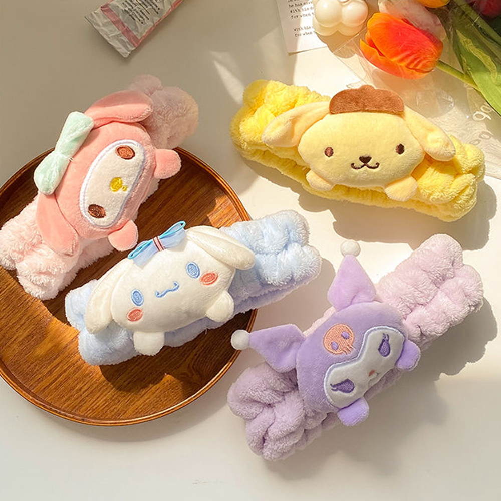Sanrio Kuromi Gezicht Wassen Polsbandje Melody Cinnamoroll Pompompurin vrouwen Hoofdband Make-Up Gezicht Wassen Toiletartikelen Meisjes Geschenken