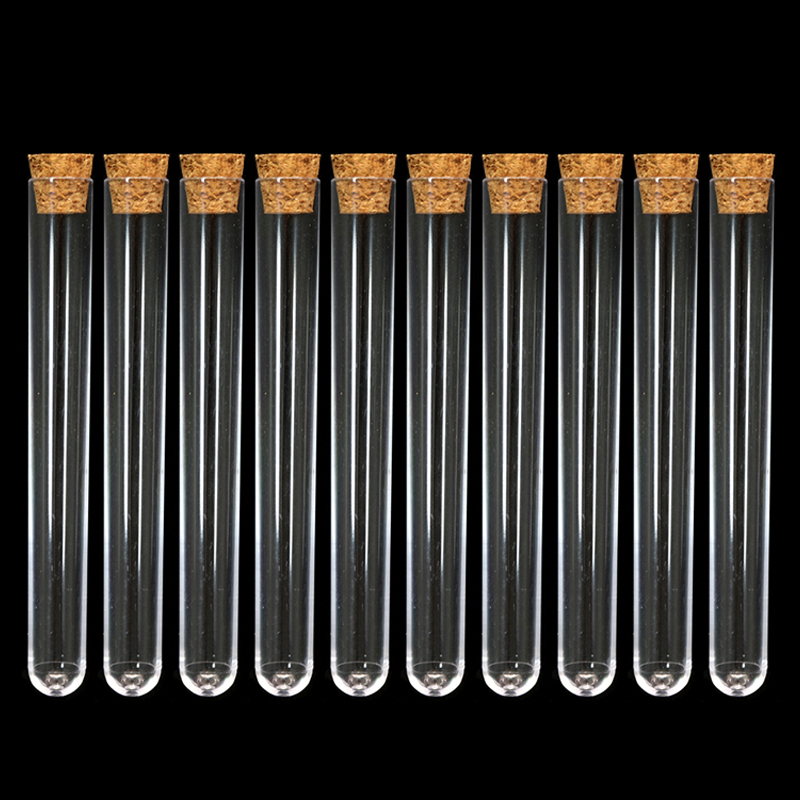 プラスチック製の実験室試験管,透明なテストチューブ,12x100mm,キャップ付き,実験用品,10個