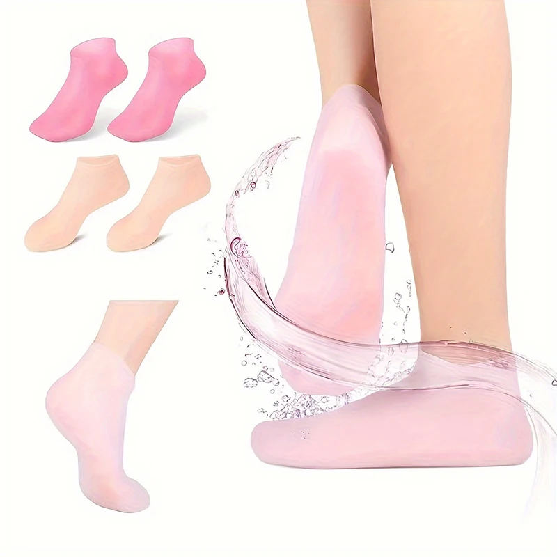Confezione da 2 calzini idratanti in gel di silicone per piedi secchi e screpolati, nutrienti per la pelle, lubrificanti per la cura dei piedi, calzini da massaggio