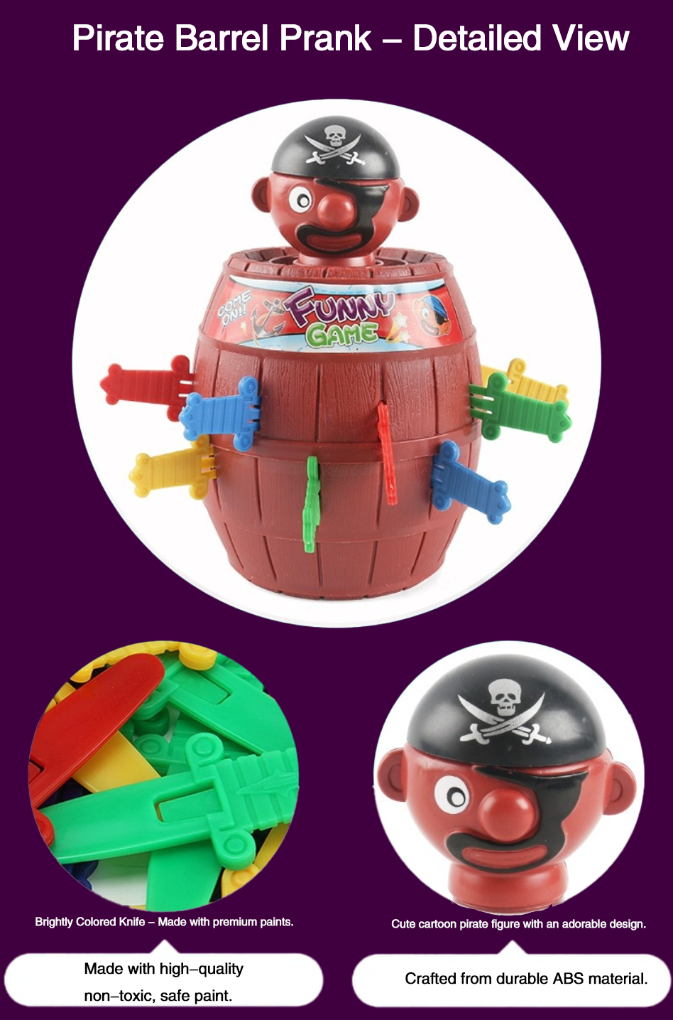 ตลก Pirate Barrel ของเล่น Lucky เกมกระโดด Pirate Barrel ดาบ Popping Prank ของเล่น Interactive ครอบครัวสนุกเกมสําหรับเด็กเกม