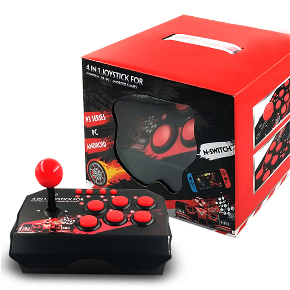 Gam ninja 4-em 1 joystick de jogo com cabo usb 3m turbo jogos console rocker estação arcade para nintendo switch android tv ps3 pc