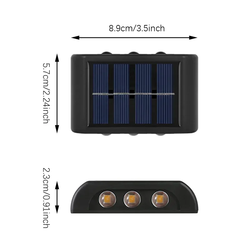 Luce solare a LED, lampada da parete impermeabile per esterni, illuminazione per recinzione dal tramonto all'alba per giardino estivo, portico, passerella, campeggio, casa dicembre