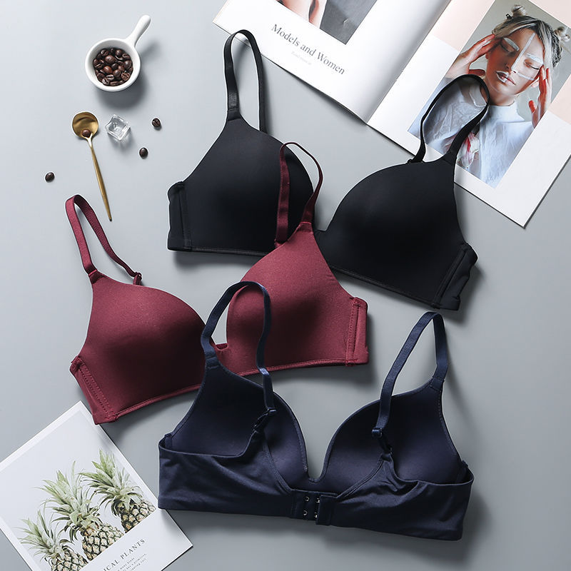 Sutiã ultrafino sem fio para mulheres, roupa íntima sexy, push up, lingerie simples, sutiã sem costura, bralette, seda gelada