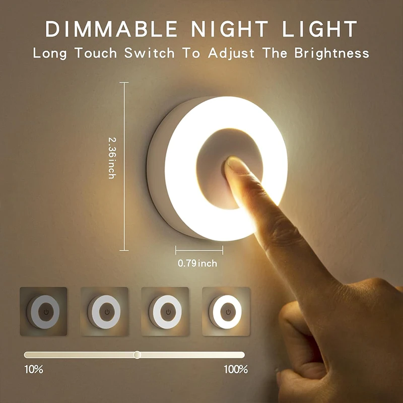 Stick Tap Push Touch Lámpara Lámparas portátiles Luz nocturna LED Batería recargable USB regulable de 3 colores