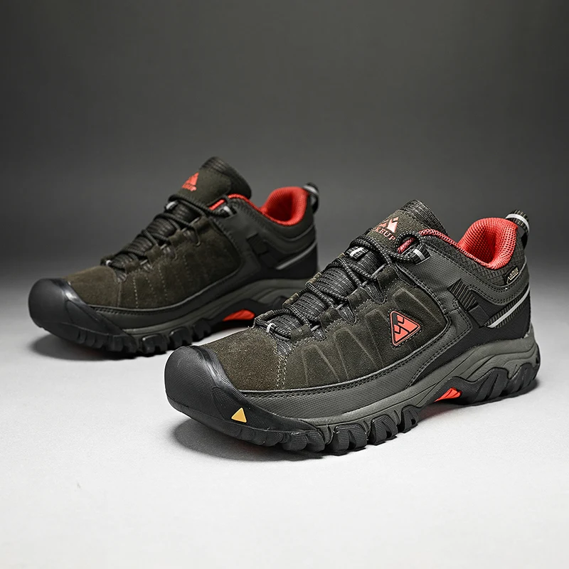 HIKEUP Neue Hohe Qualität Männer Wanderschuhe Langlebige Leder Klettern Schuhe Outdoor Wanderschuhe Gummi Sohle Factory Outlet
