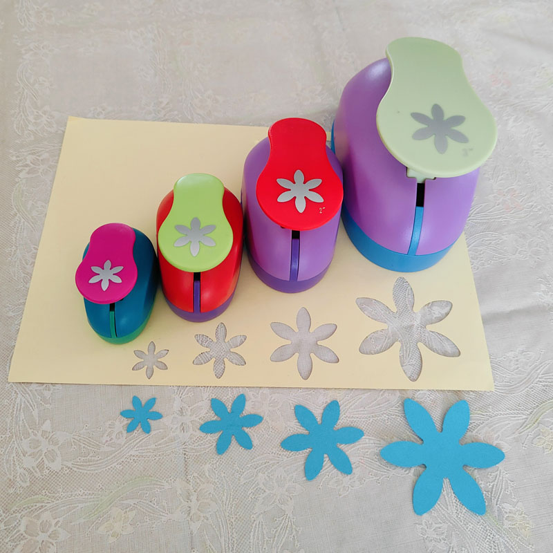스크랩북 학교 DIY 종이 커터, 6 꽃잎 꽃 공예 펀치 세트, EVA 폼 미 홀 펀치, 25mm, 38mm, 50mm, 74mm