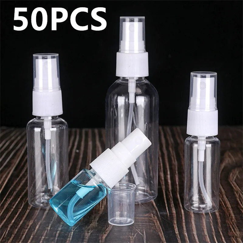 10/50 Uds 10ml 20ml 30ml 50ml 100ml botella de plástico recargable botella de Perfume atomizador botella vacía con pulverizador herramienta de viaje portátil
