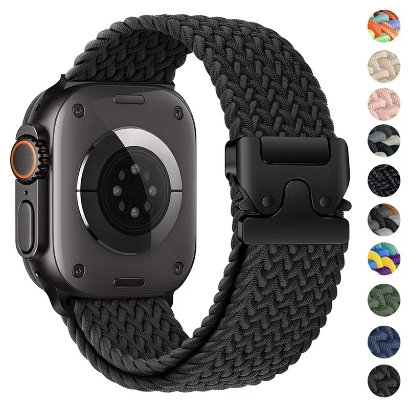 Плетеный ремешок с парашютом для Apple Watch Ultra 3/2 Band 49 мм 46 мм 45 мм 42 мм 44 мм 41 мм Нейлоновый браслет iWatch 11 10 9 8 7 6 SE Belt
