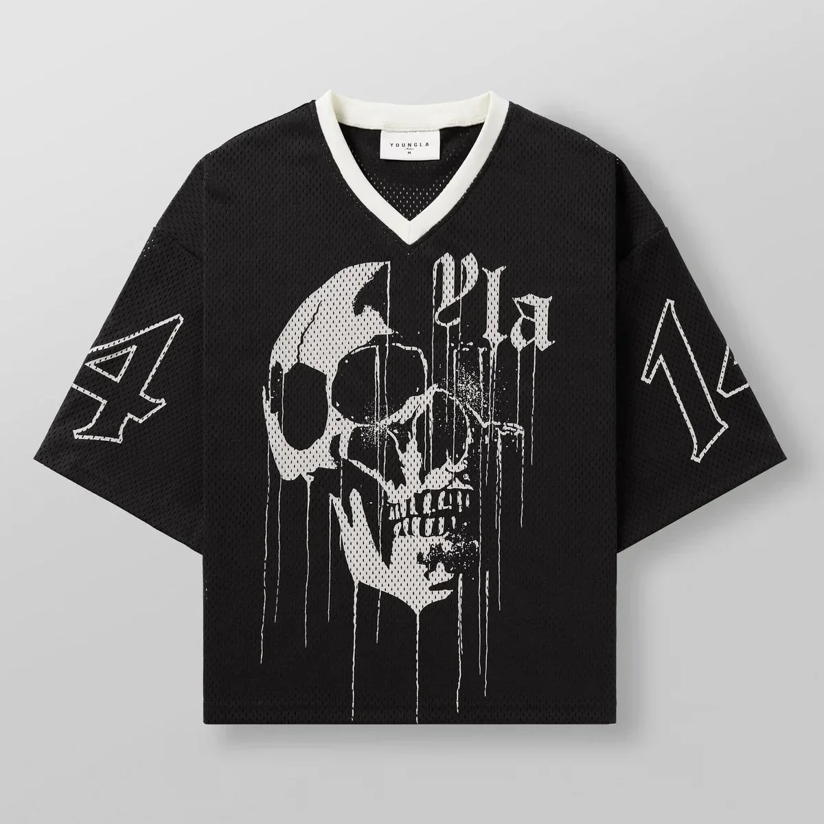 Youngla-メンズ特大Tシャツ,アメリカのファッションブランド,プリント,大きなメッシュ,通気性,速乾性,スポーツ,フィットネス